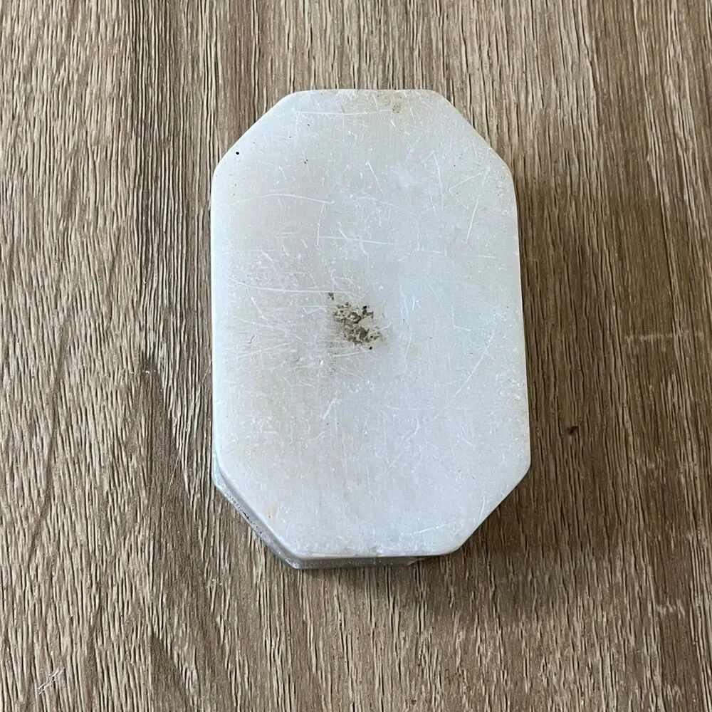 Vintage White Marble Trinket Jewelry Box Stone Inlay Floral Design